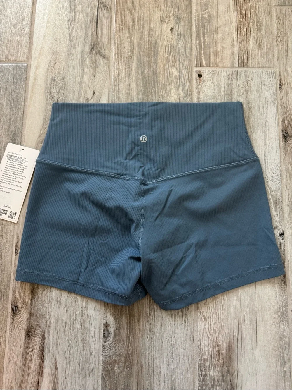 Lululemon Align Ribbed High Rise 4 inch Shorts in Steal Blue New With Tags